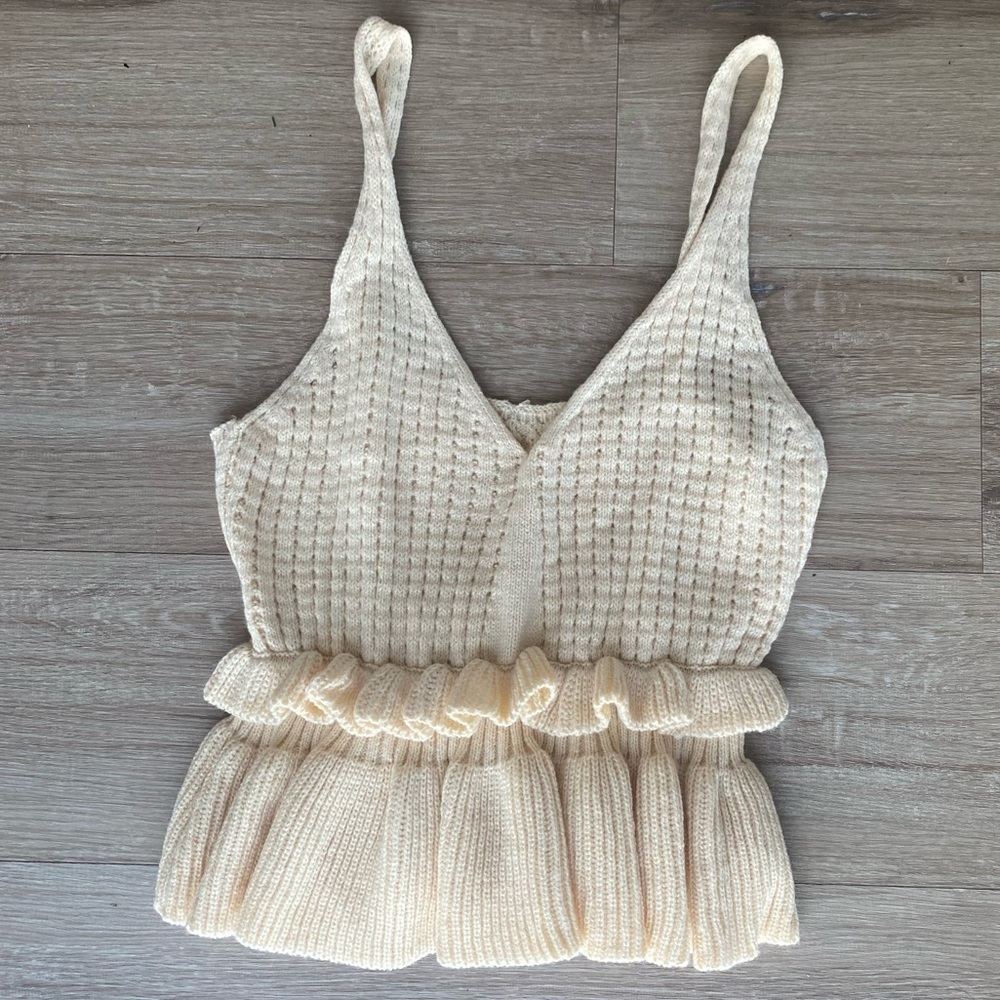 Sweater ruffle hem tank
